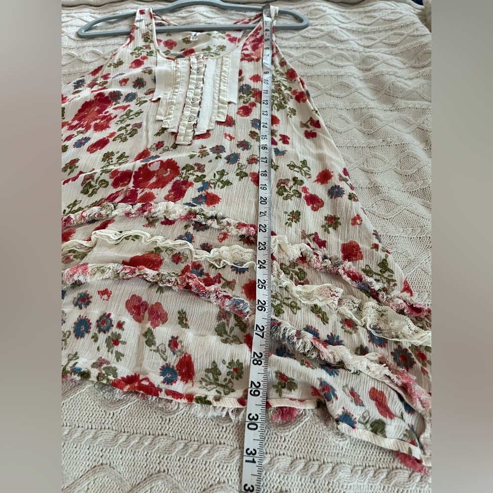 Free People Floral Sleeveless Hi-Low Blouse Summer Women’s Size Medium - Picture 6 of 15
